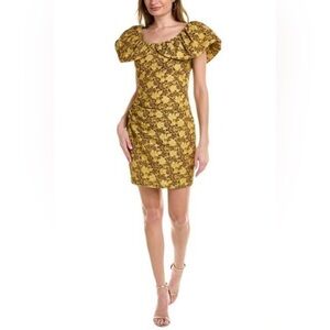 TED BAKER LONDON SEERSUCKER OVERSIZED COLLAR 'ODINA MINI DRESS' IN CHARTREUSE